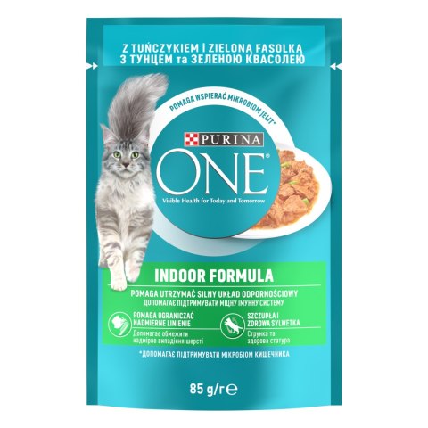 PURINA ONE Purina One Indoor Formula Karma Dla Kota Z Tuńczykiem I Zieloną Fasolką 85g