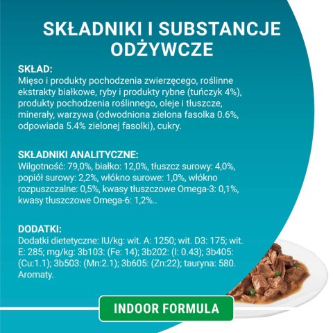 PURINA ONE Purina One Indoor Formula Karma Dla Kota Z Tuńczykiem I Zieloną Fasolką 85g