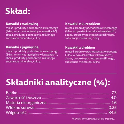 Whiskas Whiskas Adult Karma Mokra Dla Kotów Wołowina Kurczak Jagnięcina Drób 12x85g