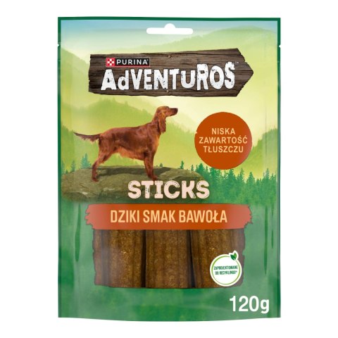 ADVENTUROS Purini Adventuros Sticks Karma dla psów Dziki Smak Bawoła 120g