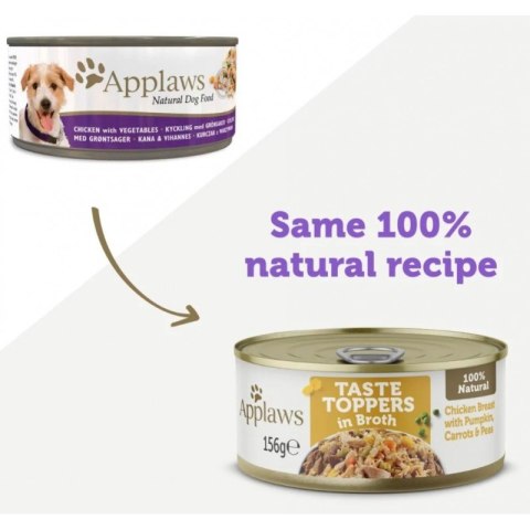 Applaws Applaws® Taste Toppers Naturalna Mokra Karma Dla Psów Kurczak Z Dynią, Marchewką I Groszkiem W Bulionie 156 G Puszka