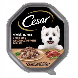 Cesar CESAR tacka 150 g - pełnoporcjowa mokra karma dla psa z indykiem i wołowiną w aromatycznym sosie.