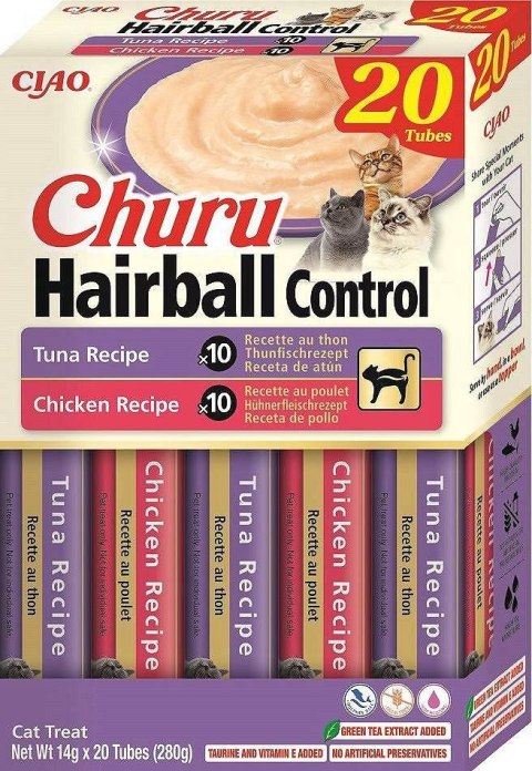 INABA Inaba Churu Hairball Control Przysmak Dla Kotów Kurczak Tuńczyk 20x14g