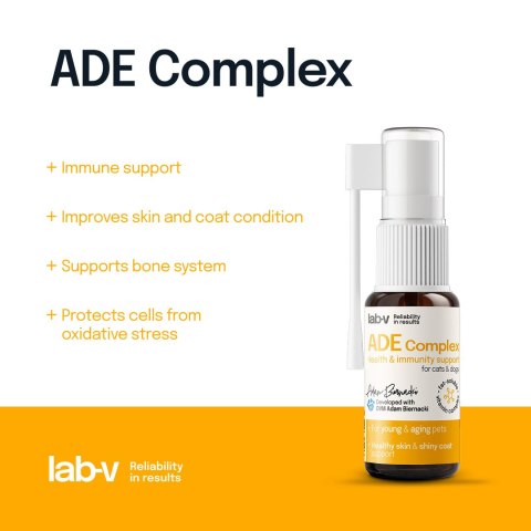 LAB-V Lab-v ADE Complex Kompleks Witamin A, D I E W Formie Spreju Dla Psów I Kotów 2 x 10ml