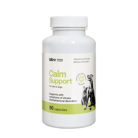 LAB-V Lab-v Calm Support Wspomaganie Przy Objawach Stresu I Zaburzeniach Behawioralnych 90 Kapsułek
