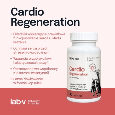 LAB-V Lab-v Cardio Regeneration Wsparcie Prawidłowego Funkcjonowania Pracy Serca I Układu Krążenia Dla Psów I Kotów 45 Kapsułek