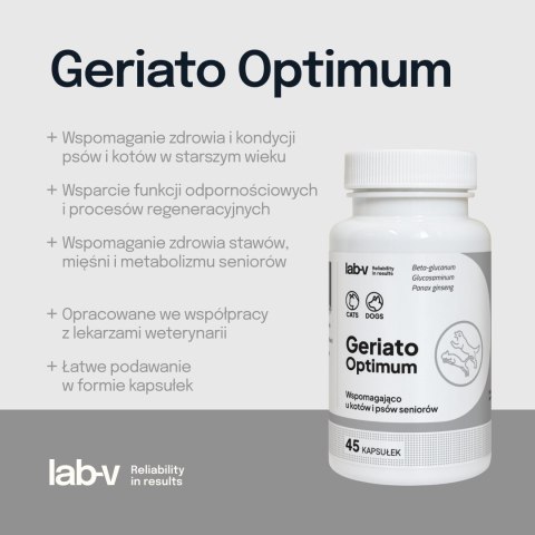 LAB-V Lab-v Geriato Optimum Wspomaganie Zdrowia Seniorów Dla Psów I Kotów 45 Kapsułek