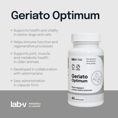 LAB-V Lab-v Geriato Optimum Wspomaganie Zdrowia Seniorów Dla Psów I Kotów 45 Kapsułek