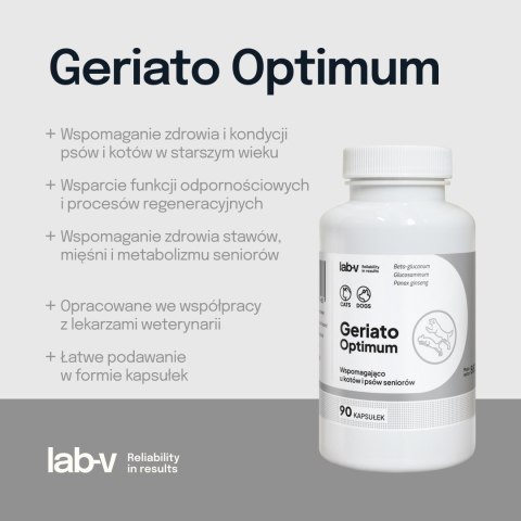 LAB-V Lab-v Geriato Optimum Wspomaganie Zdrowia Seniorów Dla Psów I Kotów 90 Kapsułek