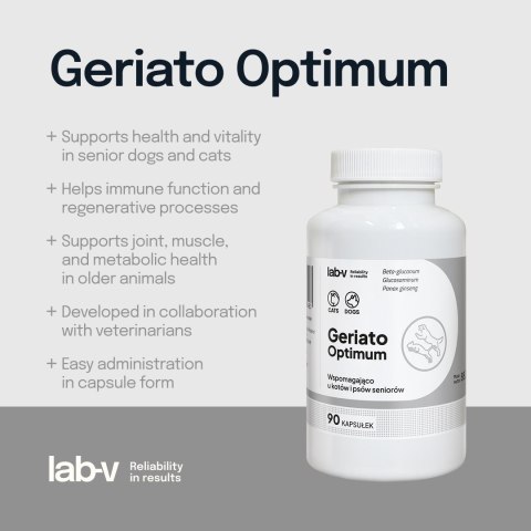 LAB-V Lab-v Geriato Optimum Wspomaganie Zdrowia Seniorów Dla Psów I Kotów 90 Kapsułek