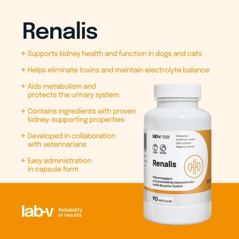Lab-v Renalis Wsparcie Przy Przewlekłej Niewydolności Nerek Dla Psów I Kotów 90 Kapsułek