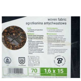 Bradas Agrotkanina PP czarna UV, 70g, 1,6 x 15m