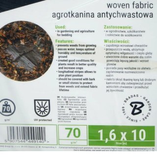 Bradas Agrotkanina PP czarna UV 70g 3,2 x 10 m