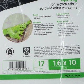 Bradas Agrowłóknina wiosenna 17g biała, 1,6 x 10m