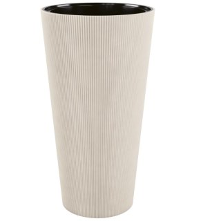 FORM-PLASTIC Donica Linea Slim 30 - migdał, wysoka ryflowana, śr. 30 cm