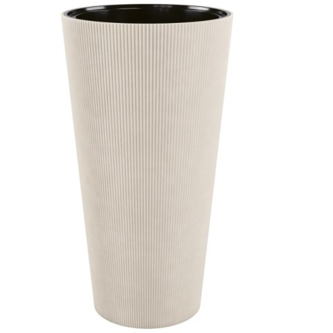 Donica Linea Slim 30 - migdał, wysoka ryflowana, śr. 30 cm