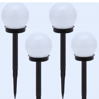 VERK GROUP 4x lampa solarna ogrodowa kula biała wbijana 10 cm