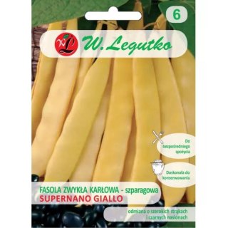 Fasola szparagowa karłowa 'Supernano Giallo' - żółtostrąkowa, strąki typu wstęga, średnio wczesna