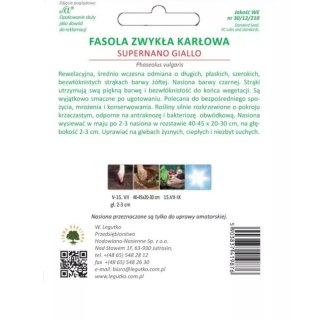 Fasola szparagowa karłowa 'Supernano Giallo' - żółtostrąkowa, strąki typu wstęga, średnio wczesna
