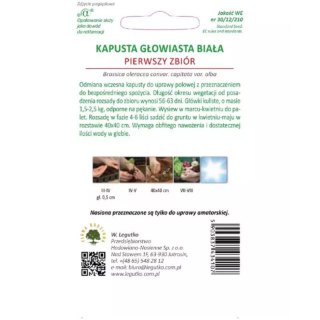 Kapusta biała głowiasta wczesna - odmiana Pierwszy Zbiór