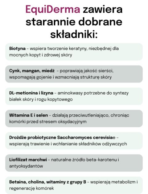 Lab-v EquiDerma Mieszanka paszowa uzupełniająca dla koni i kucyków wspierająca kondycję skóry, sierści i kopyt 2000g