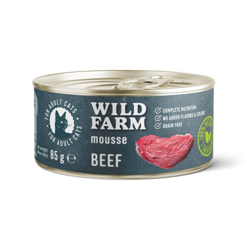 WILD FARM Mousse Beef 85g - bezzbożowy mus dla kota