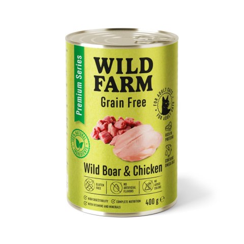 WILD FARM Premium Bezzbożowa Karma Dla Kota Dziczyzna I Kurczak 400g
