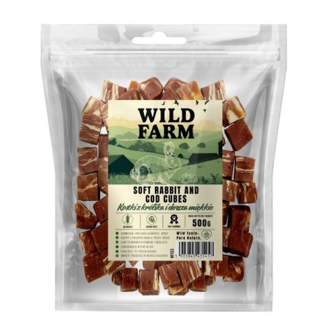 WILD FARM Przysmaki Naturalne Kostki Dla Psa Królik I Dorsz Miękkie 500G