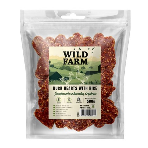 WILD FARM Serduszka Z Kaczką I Ryżem Przysmak Dla Psa 500G
