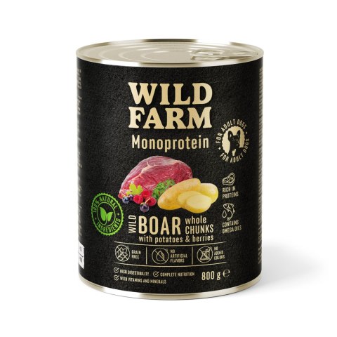 Wild Farm Monoprotein Karma Mokra Dla Psów Dziczyzna Hipoalergiczna 800g