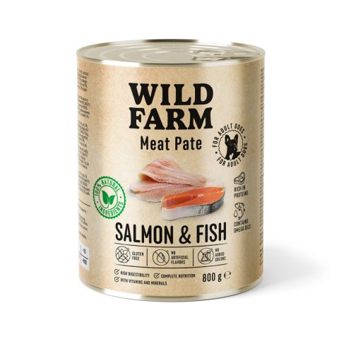 Wild Farm Pate Karma Mokra Dla Psa Z Łososiem I Rybą Bezglutenowa 800g