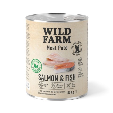 Wild Farm Pate Karma Mokra Dla Psa Z Łososiem I Rybą Bezglutenowa 800g