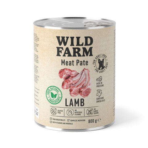 Wild Farm Pate Lamb 800g - Mokra Karma z Jagnięciną dla Psów