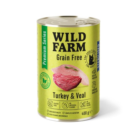 Wild Farm Premium Grain Free Karma Dla Kotów Sterylizowanych Indyk I Cielęcina 400g
