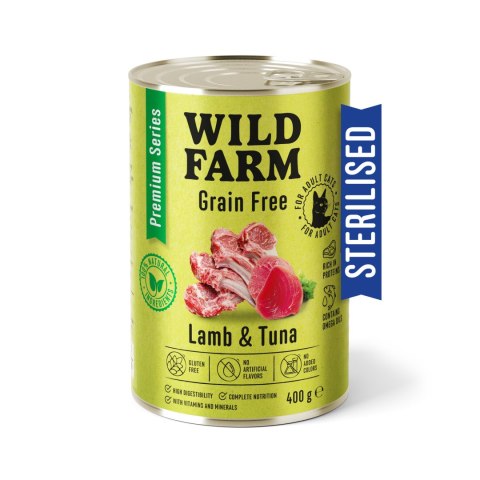 Wild Farm Premium Grain Free Mokra Karma Dla Kota Sterylizowanego Jagnięcina I Tuńczyk 400g