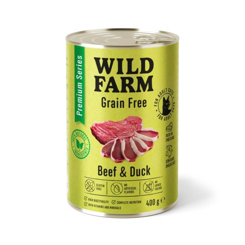 Wild Farm Premium Mokra Karma Dla Dorosłych Kotów Wołowina I Kaczka 400g