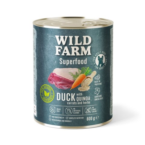 Wild Farm Superfood Kaczka - mokra karma z komosą i marchewką 800g