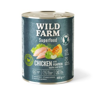 Wild Farm Superfood Kurczak - mokra karma z dynią i jabłkiem 800g