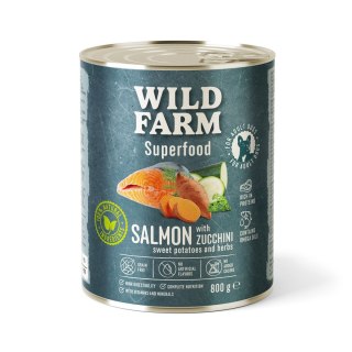 Wild Farm Superfood Łosoś - mokra karma z cukinią i batatami 800g