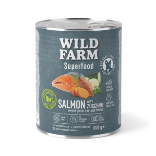 Wild Farm Superfood Łosoś - mokra karma z cukinią i batatami 800g