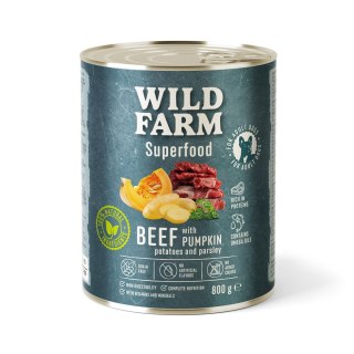 Wild Farm Superfood Wołowina - mokra karma z dynią i pietruszką 800g