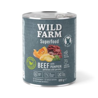 Wild Farm Superfood Wołowina - mokra karma z dynią i pietruszką 800g
